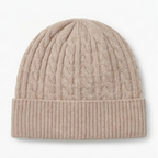 Beige Cable-Knit Beanie