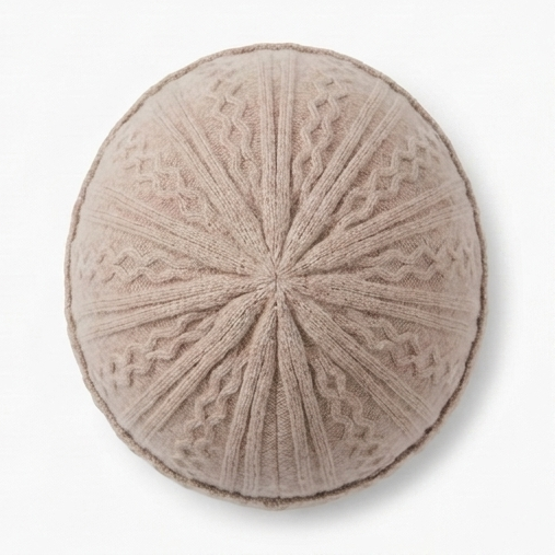 Beige Cable-Knit Beanie