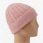 Pink Cable-Knit Beanie