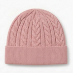 Pink Cable-Knit Beanie