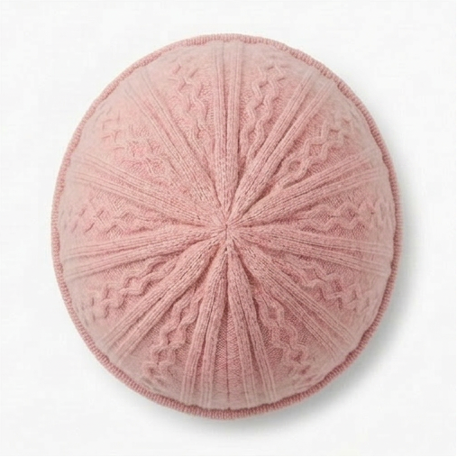 Pink Cable-Knit Beanie