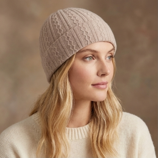 Beige Knit Beanie